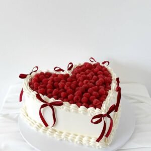 Raspberry heart shape cake